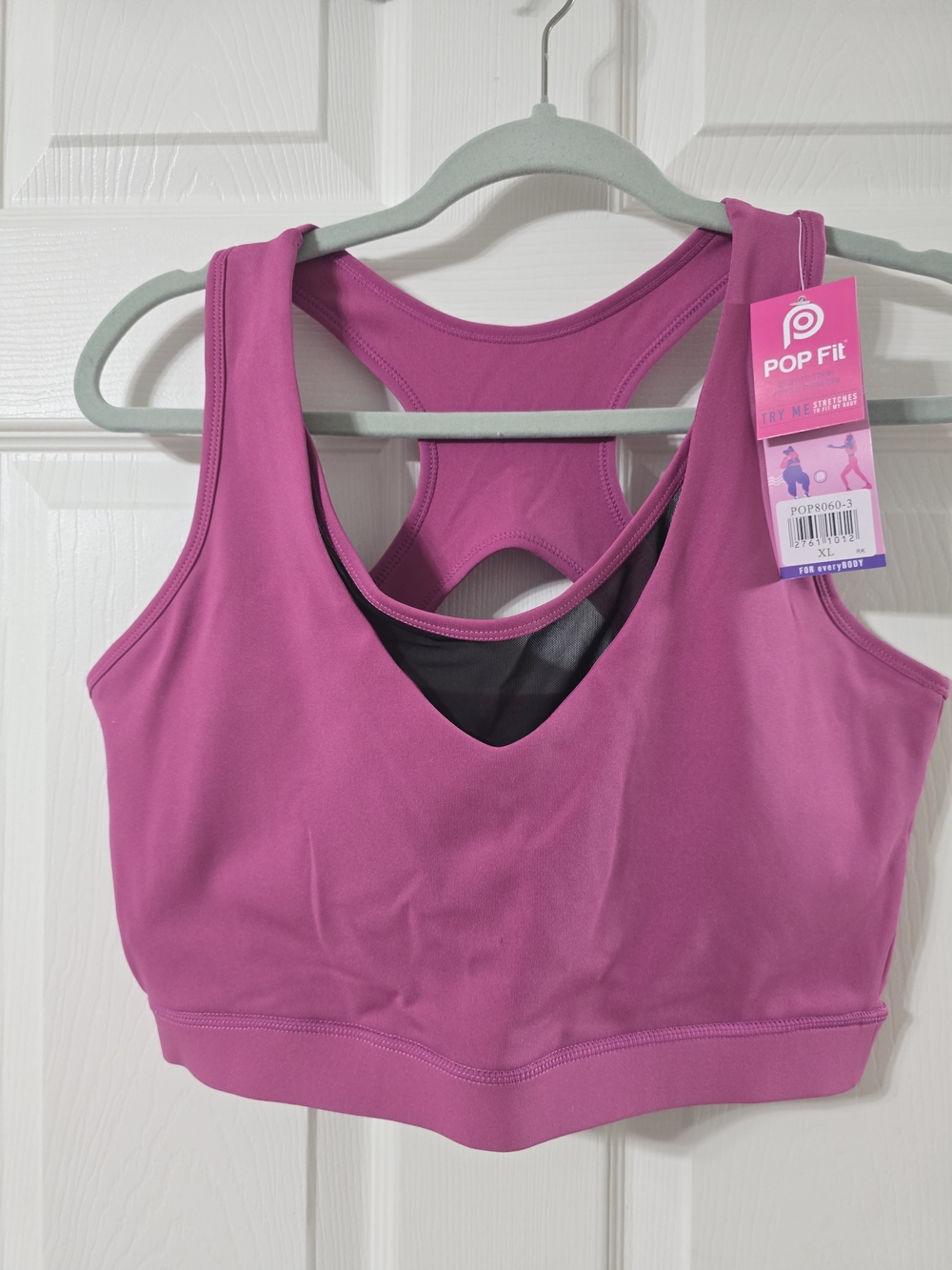 POP Fit Magenta Racerback Sports Bra with V-Neck